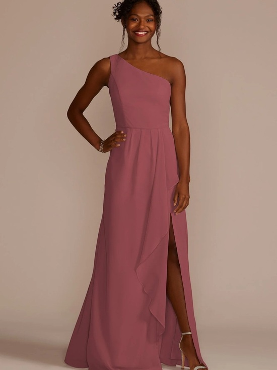 David's Bridal Dresses & Skirts - David’s Bridal One-Shoulder Wine Bridesmaid Dress Evening Gown